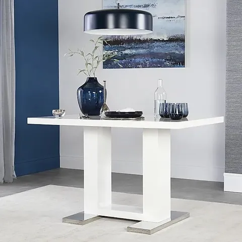 BOXED JOULE WHITE HIGH GLOSS 120CM DINING TABLE (ONLY 2 OF 3 BOXES)