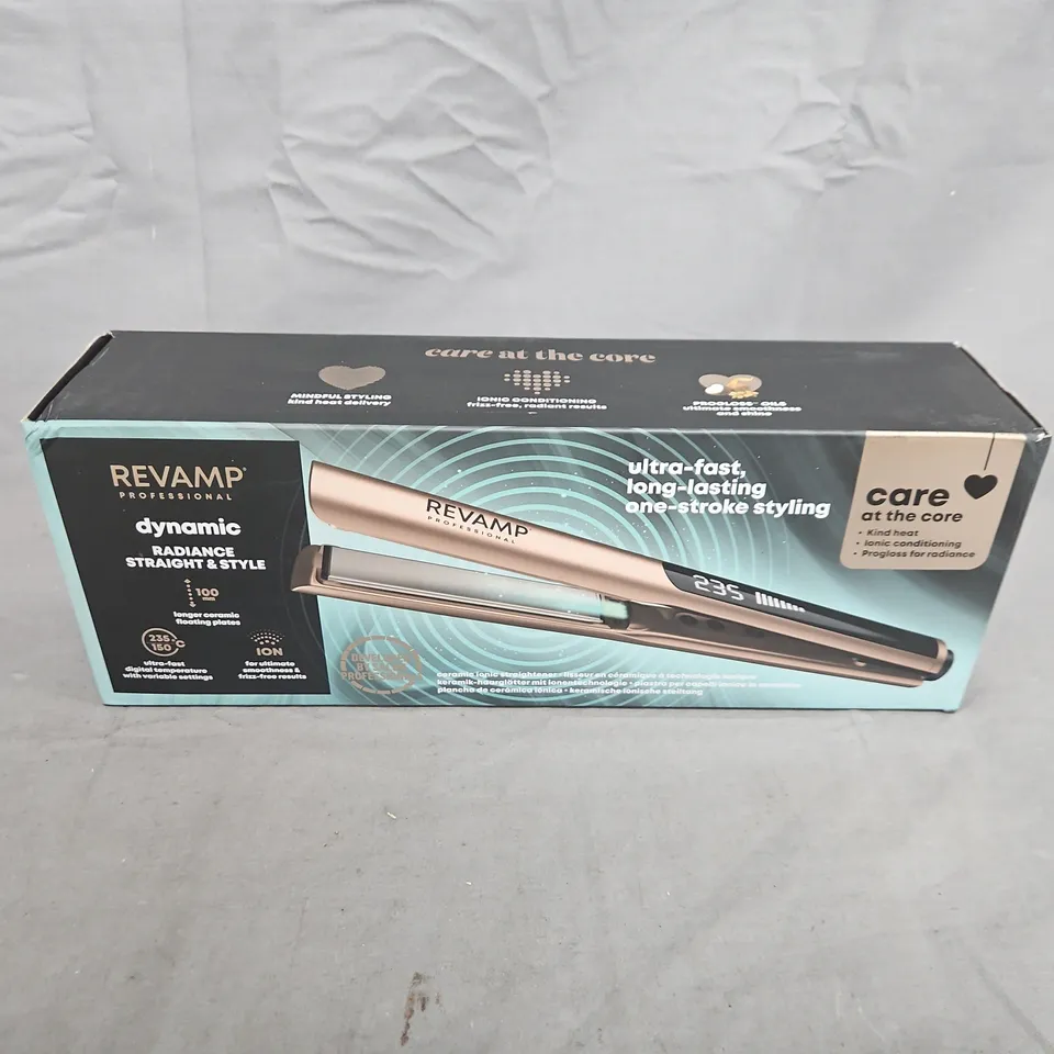 REVAMP PROFESSIONAL DYNAMIC RADIANCE STRAIGHT & STYLE HAIR STRAIGHTENER – BOXED (ST-1900GD-GB)