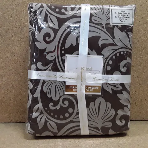 BRAND NEW LAVISH LABEL KINGSIZE DUVET COVER SET - BROWN