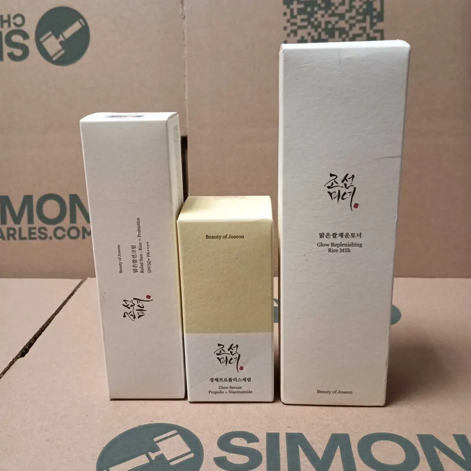 3 X BEAUTY OF JOSEON COSMETIC PRODUCTS TO INCLUDE: GLOW REPLENISHING RICE MILK 