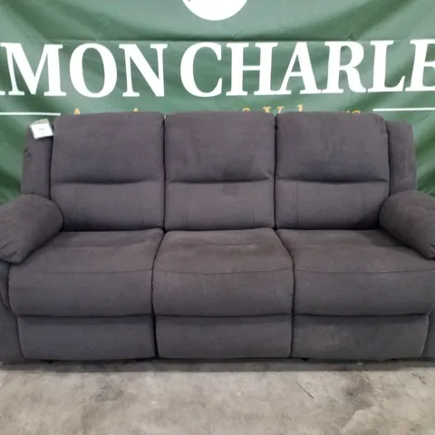QUALITY DESIGNER 3 SEATER MANUAL RECLINER SOFA - DARK GREY FABRIC