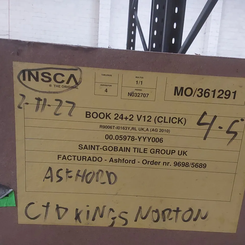 PALLET CONTAINING COMMERCIAL BOOKCASE UNIT PARTS