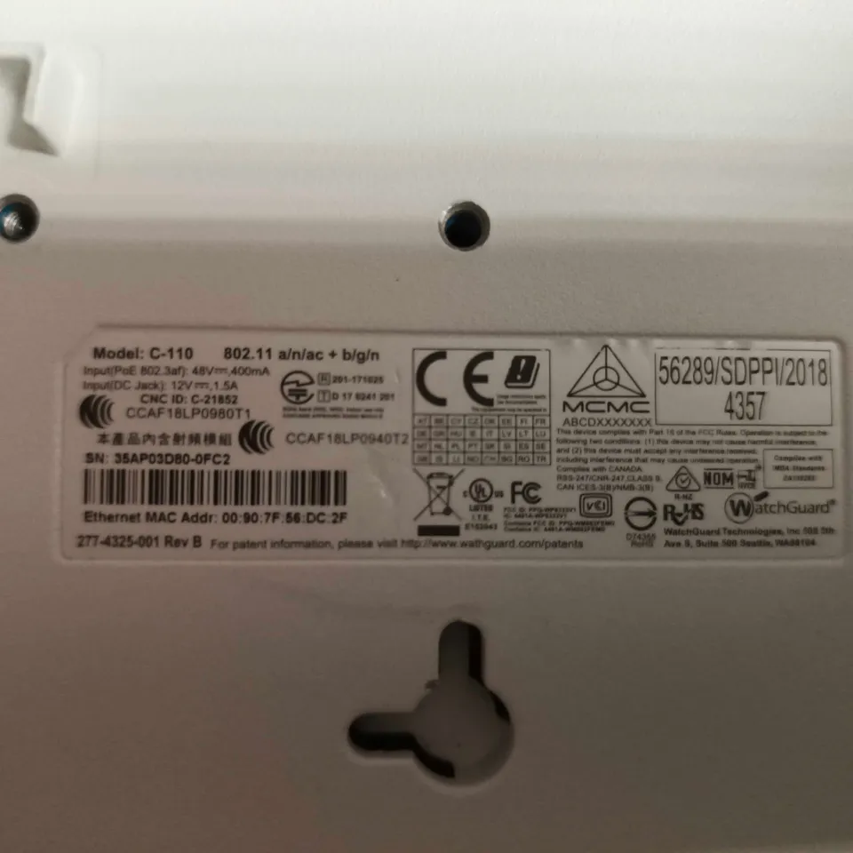 WATCHGUARD AP325 WIRELESS ACCESS POINT – WHITE C-110