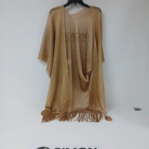 XANDER KOSTROMO VISCOSE METALLIC TASSEL KIMONO BEACH COVER UP IN GOLD