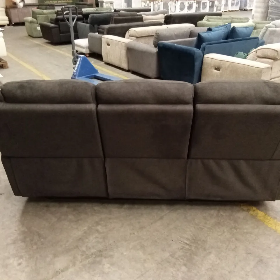 ALBION FABRIC 3 SEATER HIGH BACK MANUAL RECLINER SOFA - CHARCOAL RRP £749