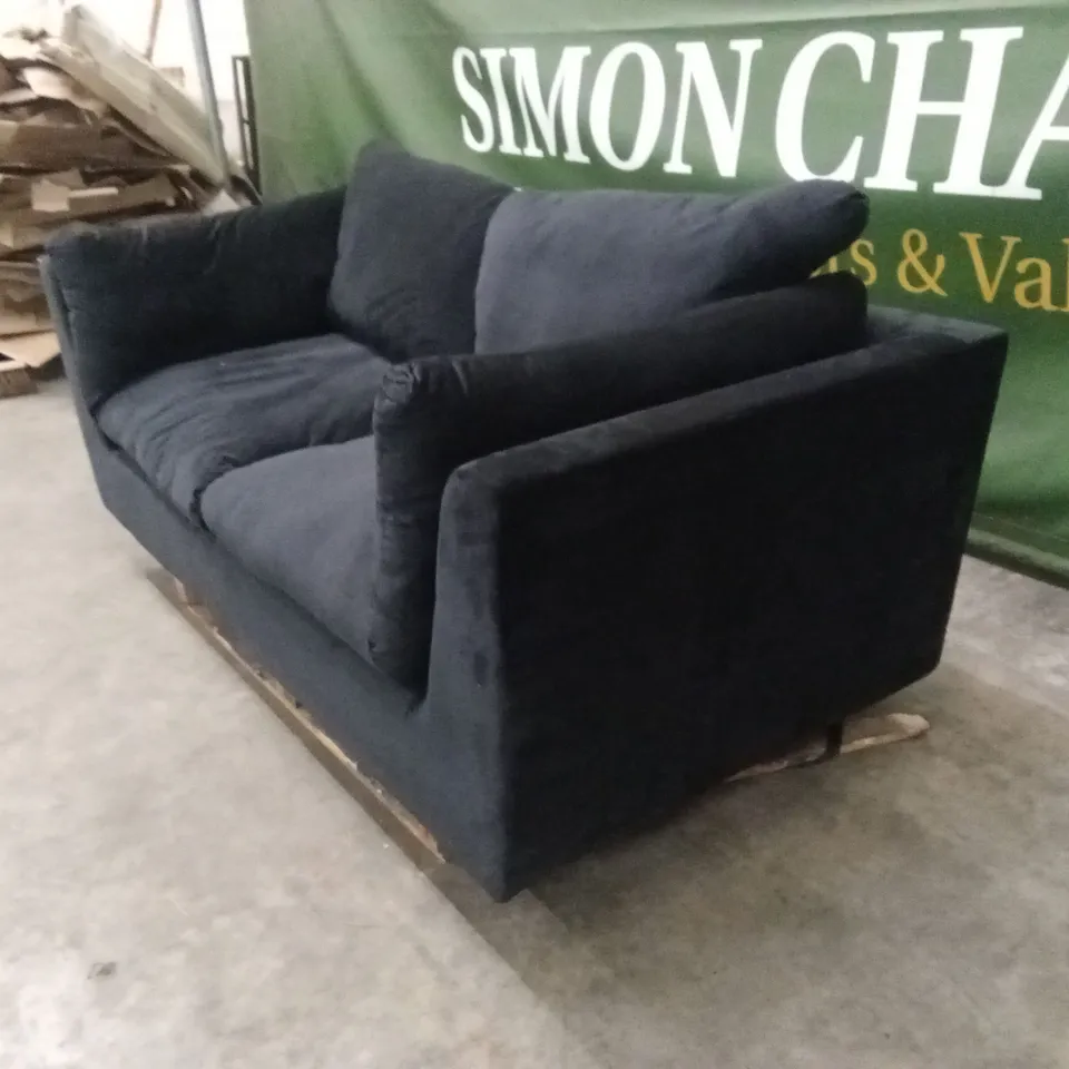 QUALITY DESIGNER ORSON 3 SEATER SOFA - BLACK VELVET