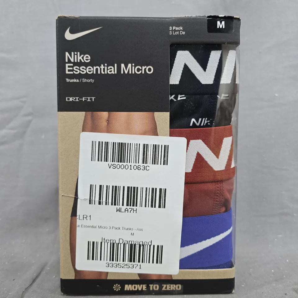 NIKE ESSENTIAL MICRO 3-PACK BOXER BRIEFS - ASSORTED COLOURS SIZE MEDIUM