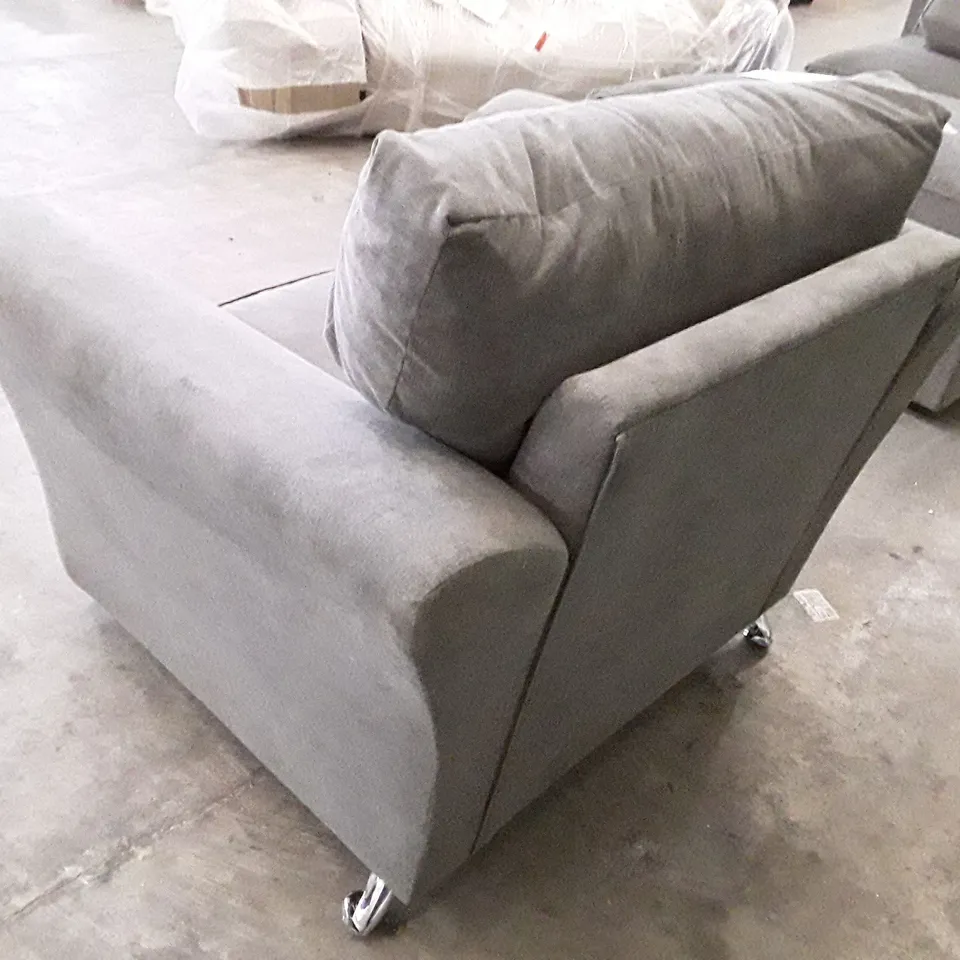 QUALITY DESIGNER ARMCHAIR - GREY FABRIC 