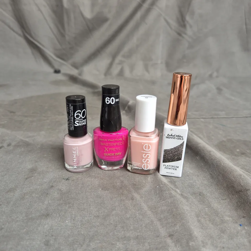 APPROXIMATELY 20 BOTTLES OF NAIL VARNISH TO INCLUDE MAX FACTOR, RIMMEL AND ESSIE