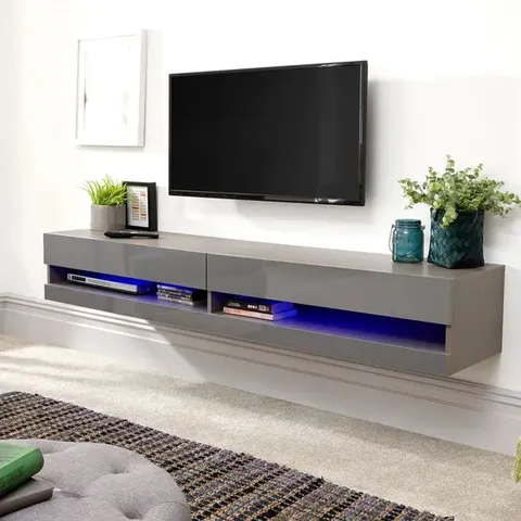 BOXED GFW GALICIA GREY MEDIUM WALL TV UNIT WITH LED - 1.5m