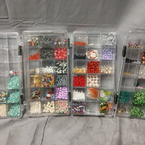 LOT OF ASSORTED BEADS FOR JEWELLERY MAKING IN MULTI COMPARTMENT CLEAR TRAYS