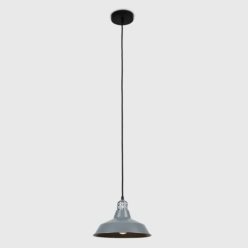 BOXED BADEN 1 LIGHT DOME PENDANT GREY TAPERED METAL