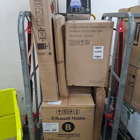 CAGE OF APPROXIMATELY 6 ASSORTED BROKEN ITEMS TO INCLUDE - KITCHEN APPLIANCES, AND HOME AND GARDEN FURNITURE - COLLECTION ONLY