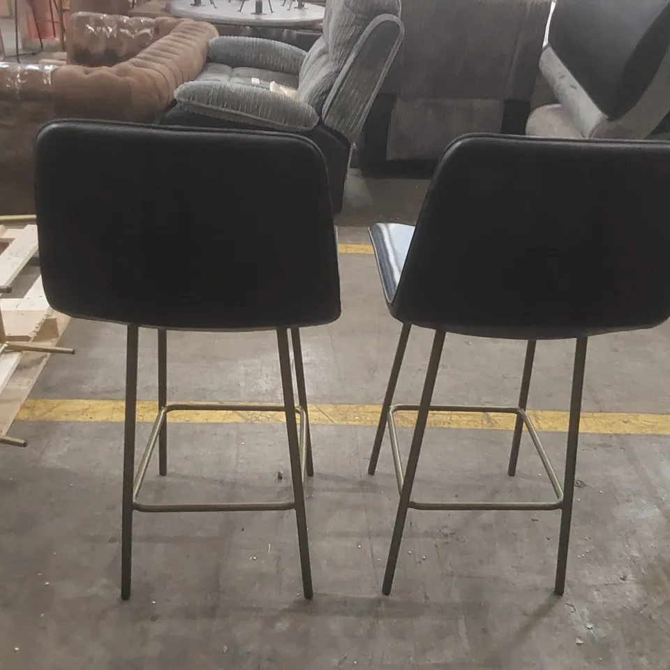 PAIR OF DESIGNER LEATHER BAR STOOLS