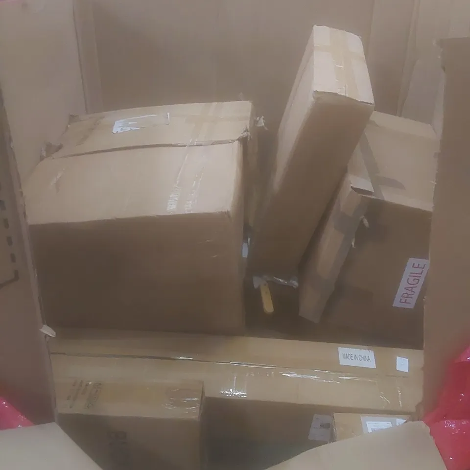 PALLET OF ASSORTED HOUSEHOLD ITEMS AND CONSUMER PRODUCTS TO INCLUDE; BOXED FURNITURE ETC 