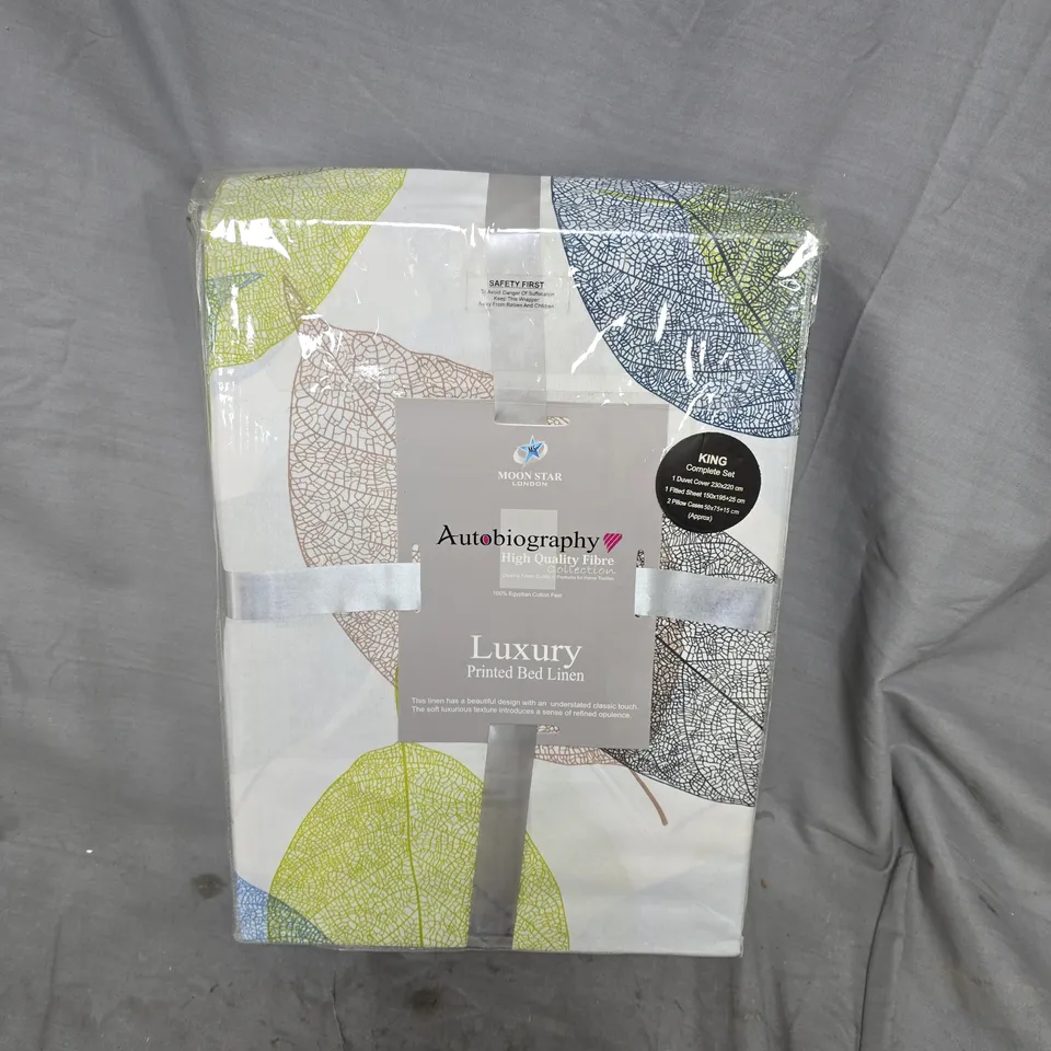 MOON STAR AUTOBIOGRAPHY LUXURY PRINTED LINEN KING COMPLETE SET