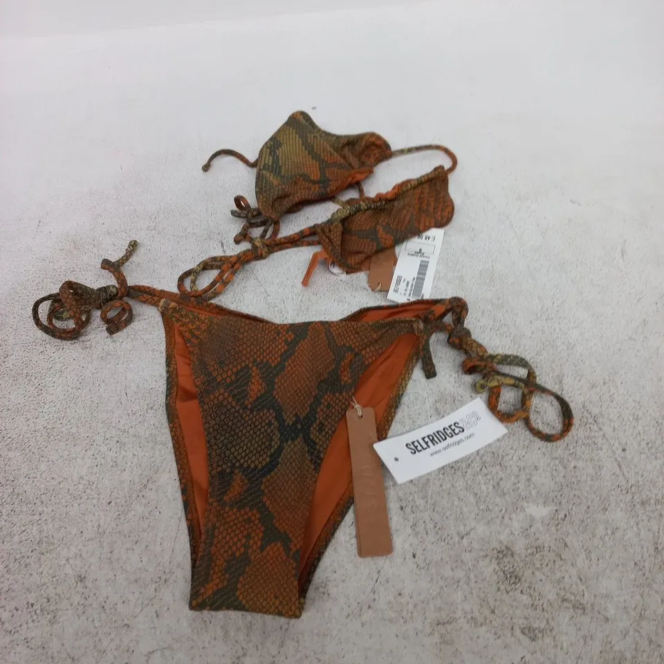 SELFRIDGES FOREST OMBRE SNAKE BIKINI SET – ORANGE SNAKE PRINT, SIZE S