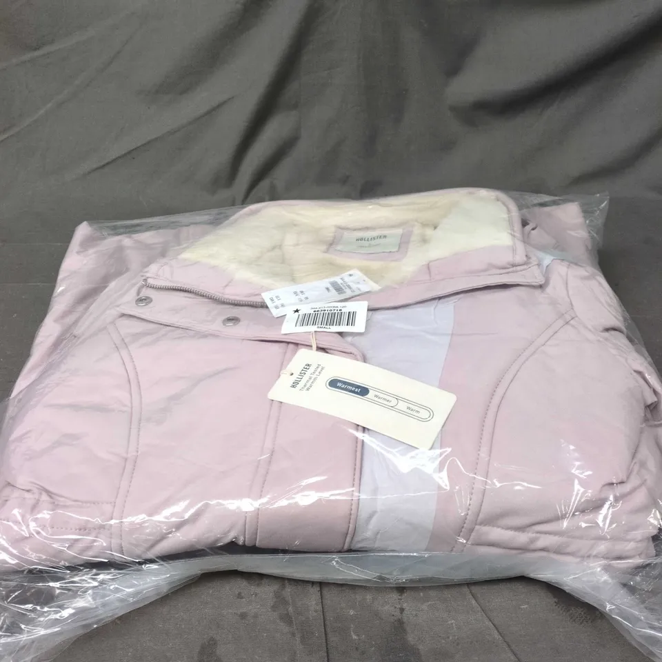 HOLLISTER SMALL PINK COAT WITH FLEECE LINING