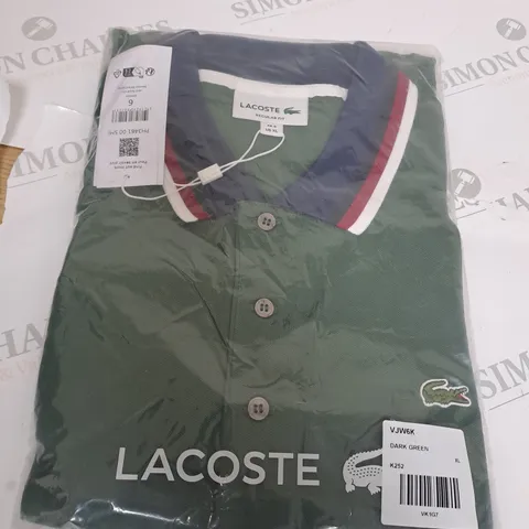 LACOSTE GREEN POLO SHIRT SIZE XL
