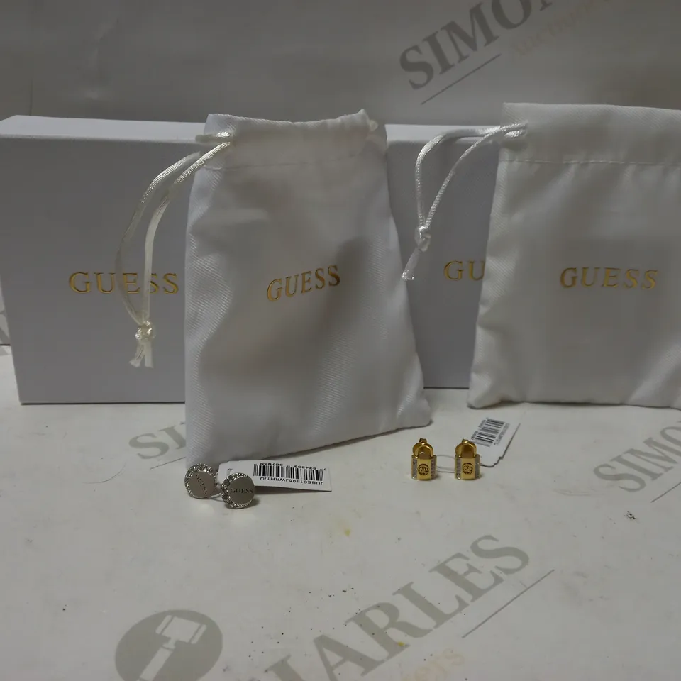 LOT OF 2 PAIRS OF GUESS EARRINGS - MOON PHASES STUDS & KEEP ME CLOSE STUDS RRP £58