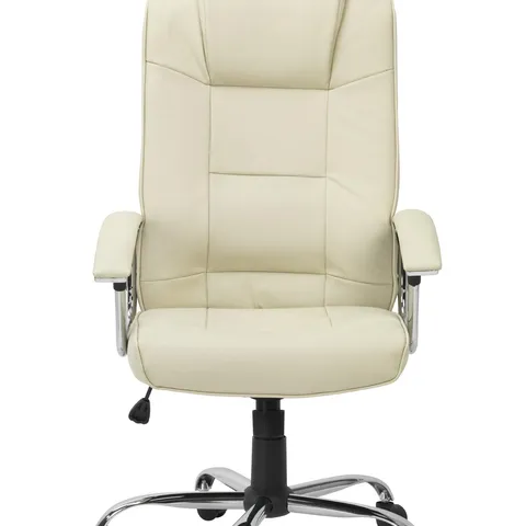 BOXED ALPHASON HOUSTON HIGH BACK LEATHER OFFICE CHAIR - CREAM (1 BOX)