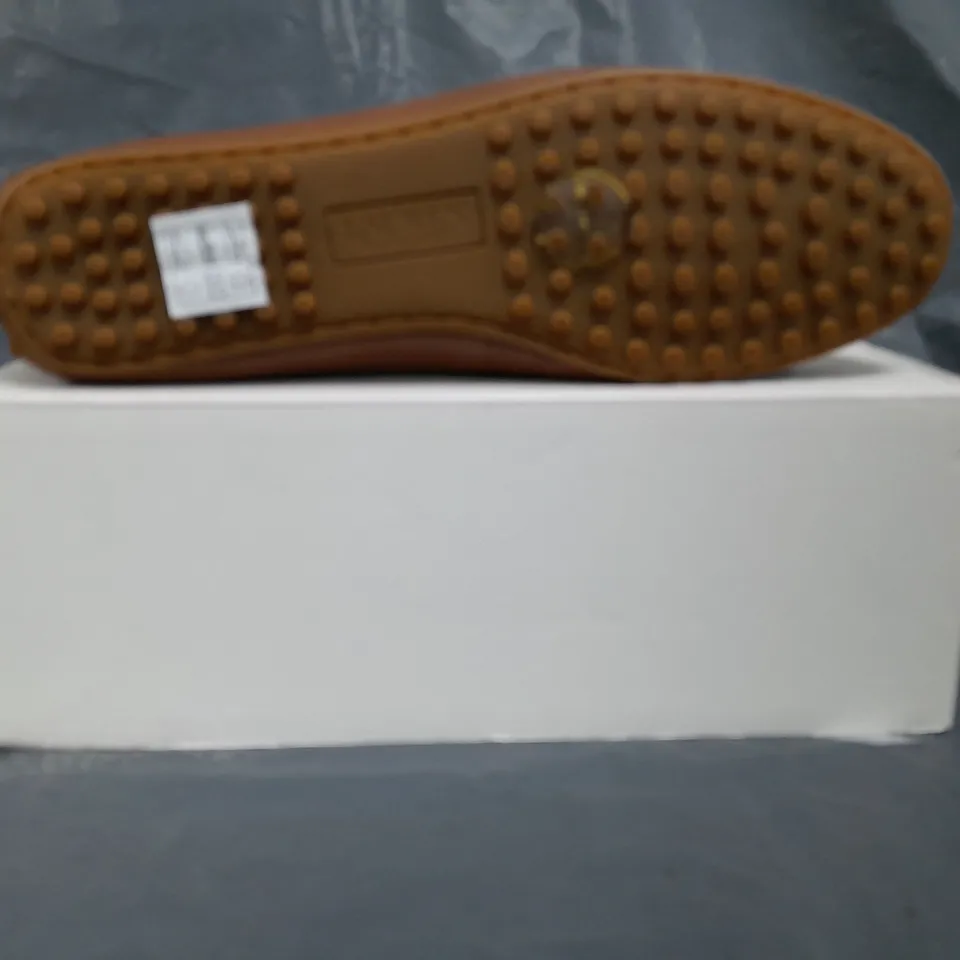 BOXED PAIR OF RALPH LAUREN LOAFERS IN BROWN SIZE UK SIZE 6