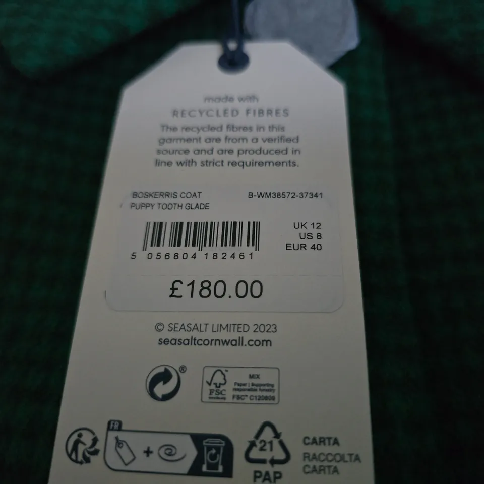 SEASALT CORNWALL BOSKERIS COAT – PUPPY TOOTH GLADE, UK 12 