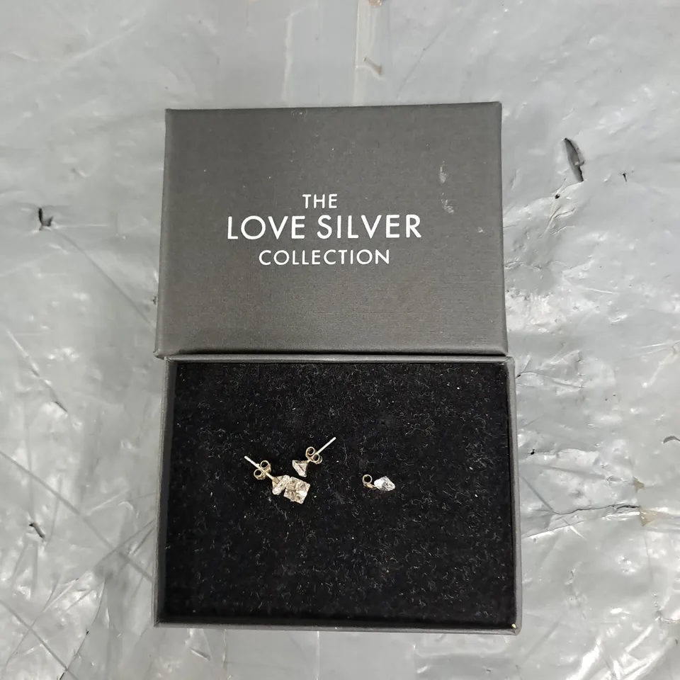 THE LOVE COLLECTION 9CT WHITE GOLD SET OF TWO 5MM CUBIC ZIRCONIA STUD EARRINGS