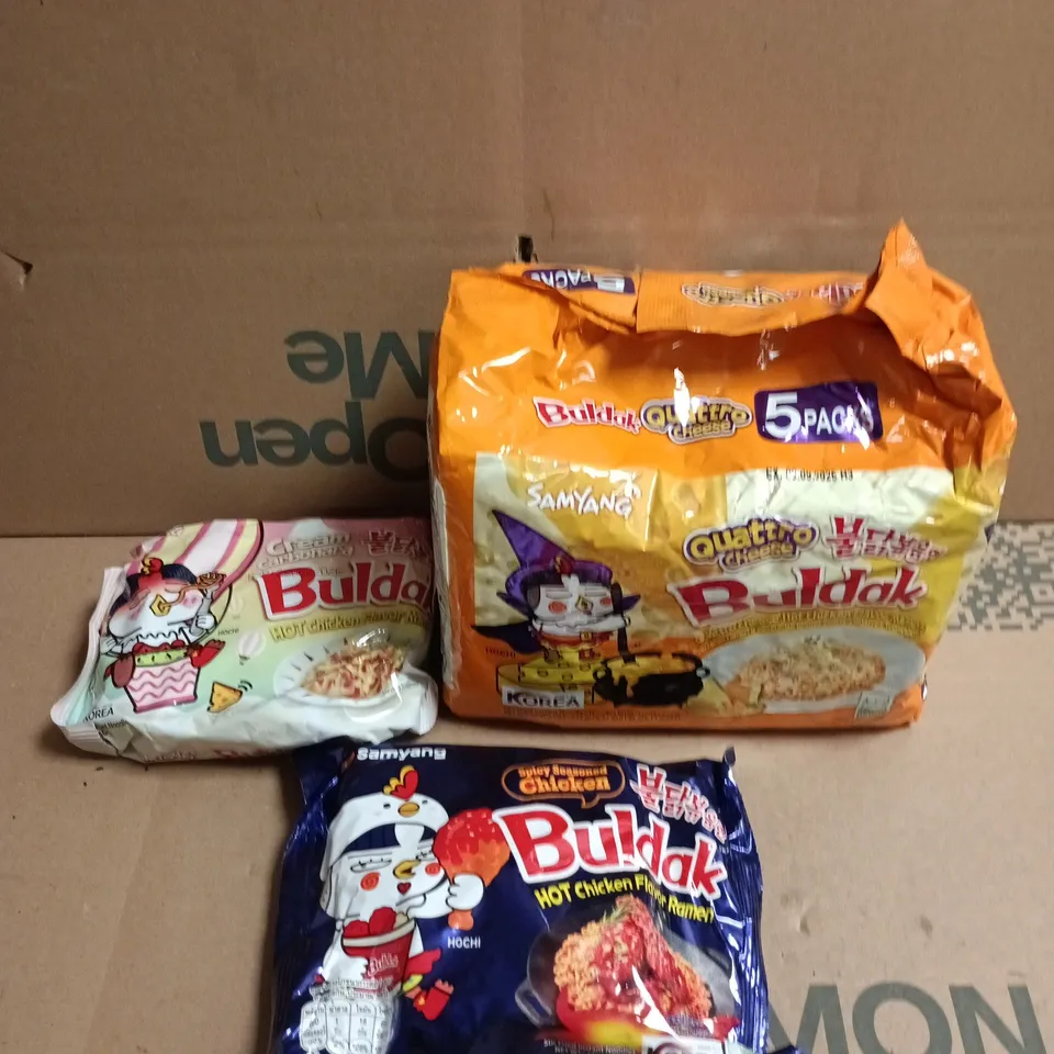 TOTE OF APPROXIMATELY 15 PACKS OF BULDAK NOODLES ASSORTED FLAVOURS