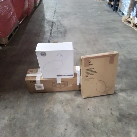 PALLET CONTAINING APPROXIMATELY 20 RAW HOUSEHOLD ITEMS TO INCLUDE: WOK PAN, TOILET SEAT, PLAY PEN ETC