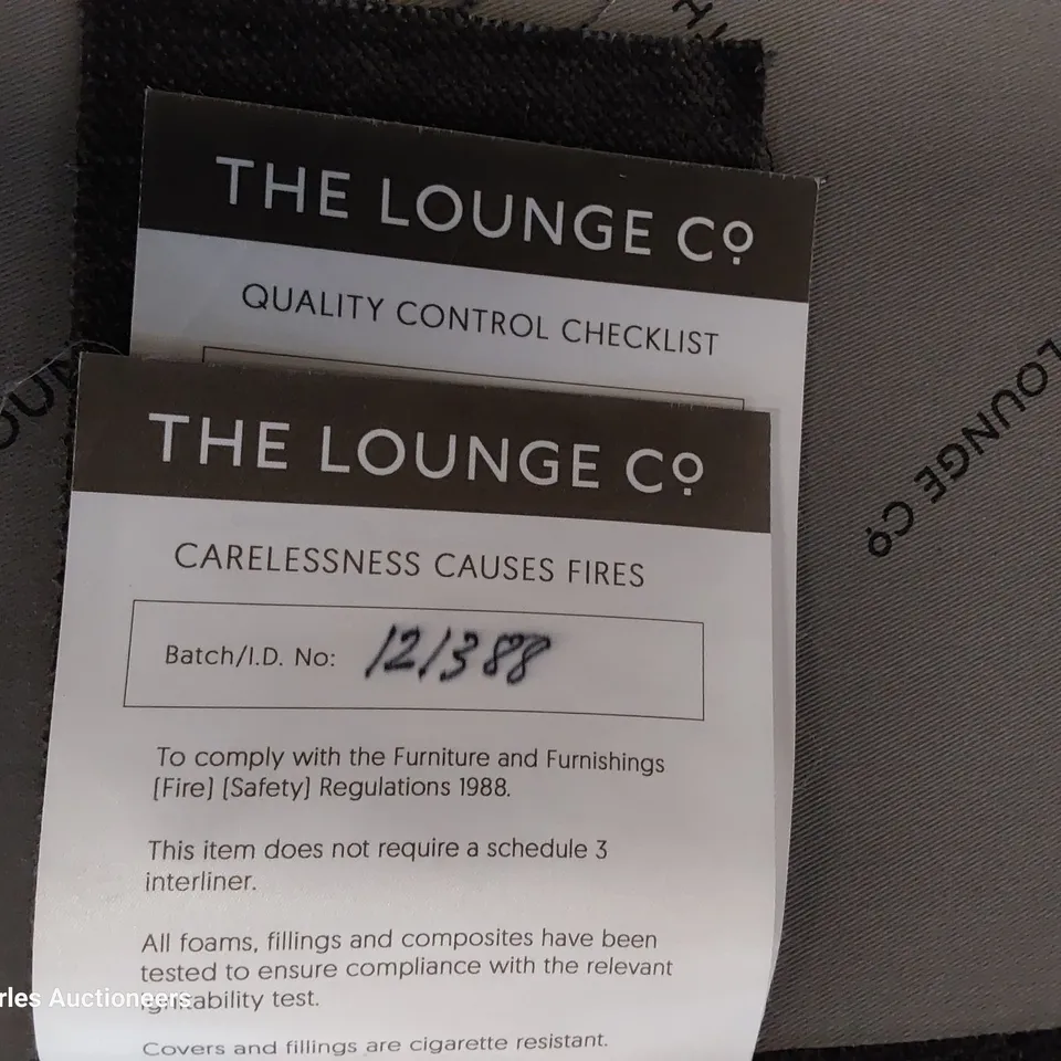 QUALITY BRITISH DESIGNER LOUNGE Co. THREE SEATER SIFA CHARCOAL PLUSH FABRIC 