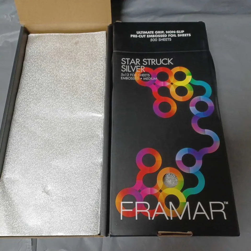 LOT OF 2 FRAMAR STAR STRUCK SILVER 5X12 FOIL SHEET 500 PACKS