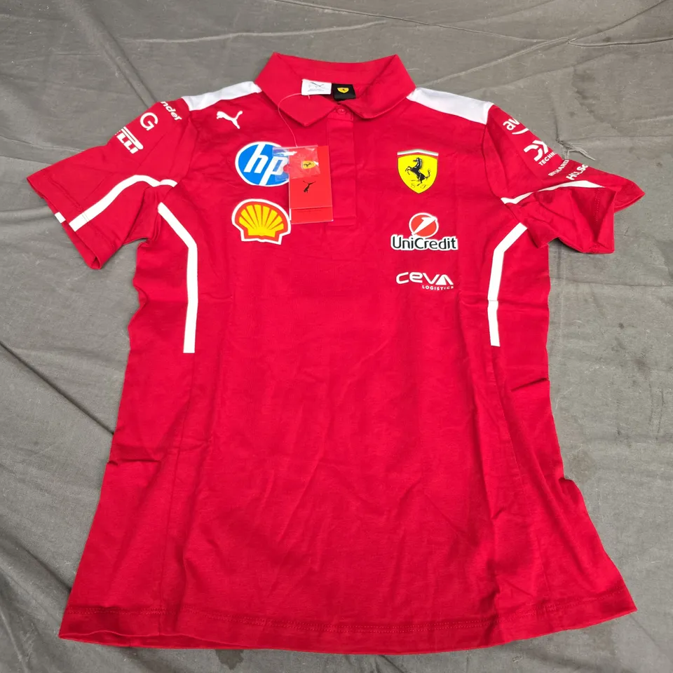 FERRARI TEAM POLO SHIRT BY PUMA – WOMEN'S DARK CHERRY RED - SMALL