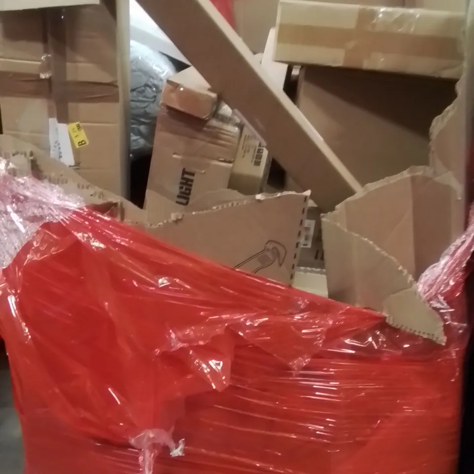 PALLET OF ASSORTED HOUSEHOLD GOODS AND PRODUCTS TO INCLUDE; CEILING LIGHTS , ETC 