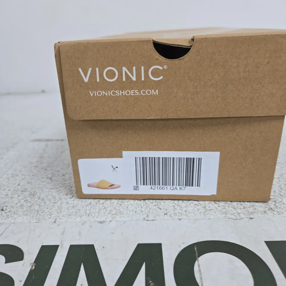 VIONIC WOMEN'S YELLOW RIBBED STRAPPY SLIDE SANDALS UK 7