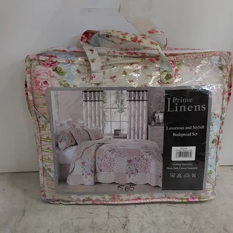 BAGGED MARON PINK/VIOLET/WHITE MICROFIBER LUXURIOUS BEDSPREAD SET // SIZE SINGLE (1 ITEM)
