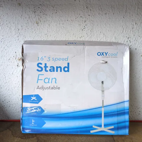 OXYCOOL 16-INCH STAND FAN – ADJUSTABLE, 3-SPEED