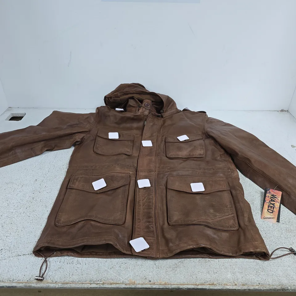 INFINITY MENS LONDON LEATHER JACKET – TAN, UK XXL