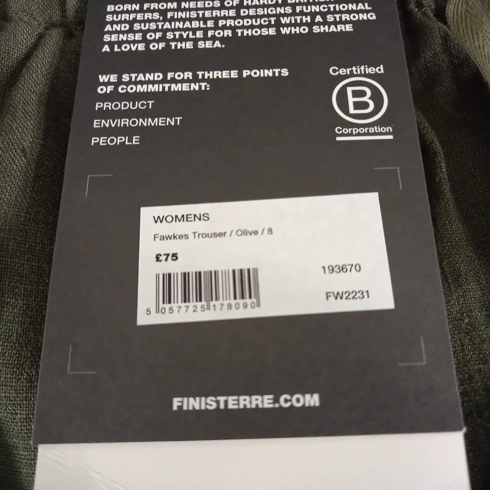FINISTERRE WOMENS FAWKES TROUSERS IN OLIVE - 8