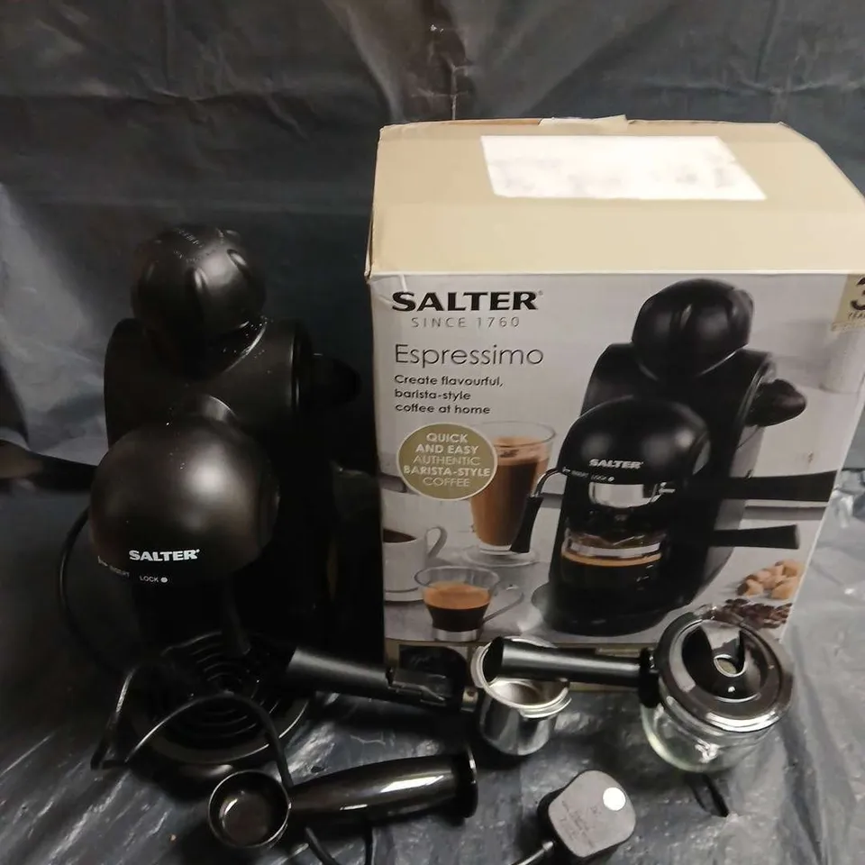 SALTER ESPRESSO COFFEE MAKER – BLACK , BOXED WITH ACCESSORIES