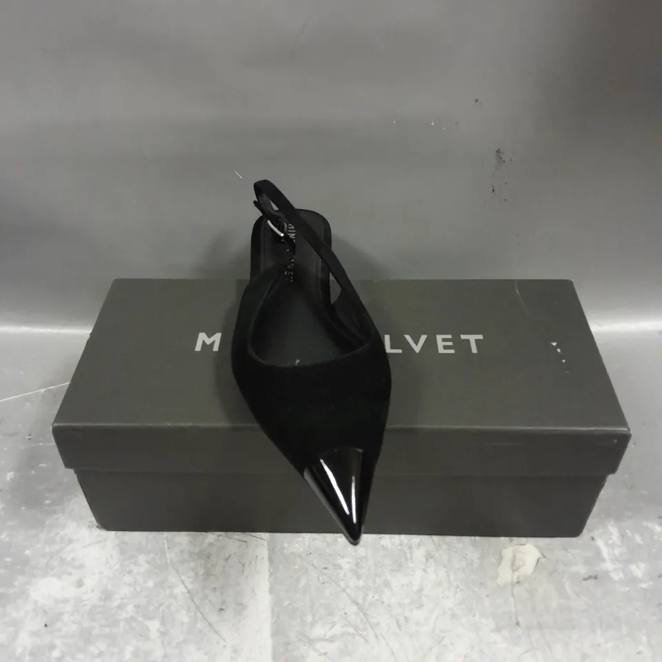 BOXED PAIR OF MINT VELVET LISA SUEDE TOE CAP SHOES IN BLACK SIZE 5