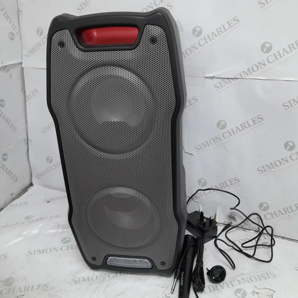 SHARP PARTY SPEAKER SYSTEM 180W BLUETOOTH RECHARGEABLE BATTERY DISCO LIGHTS MICROPHONES