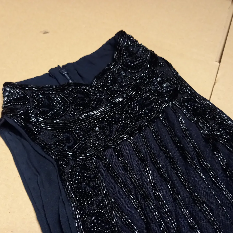 EMBELLISHED BLACK SLEEVELESS DRESS - SIZE UNSPECIFIED