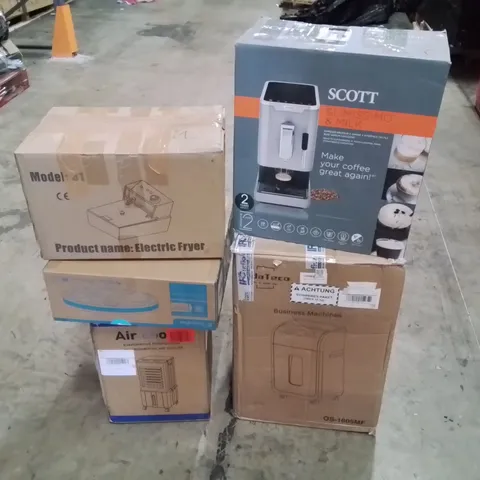 PALLET OF ASSORTED HOUSEHOLD GOODS AND PRODUCTS TO INCLUDE; ELECTRIC FRYER, AIR COOLER, COFFEE MACHINE, TOWER RAIL ETC