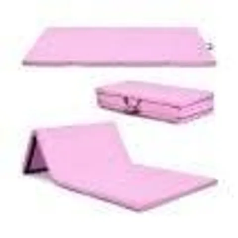 BOXED COSTWAY FOLDABLE PINK GYMNASTICS MAT WITH CARRY HANDLES