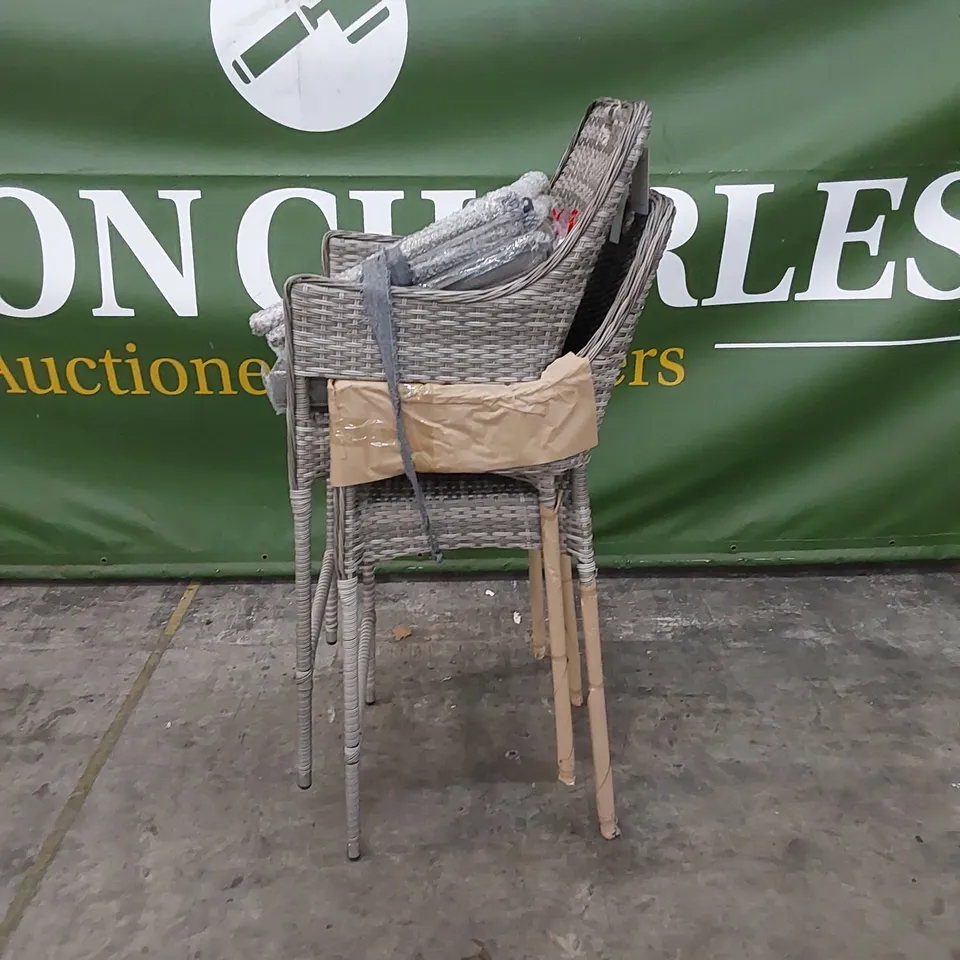 PAIR OF PORTO PATIO BAR STOOLS IN GREY