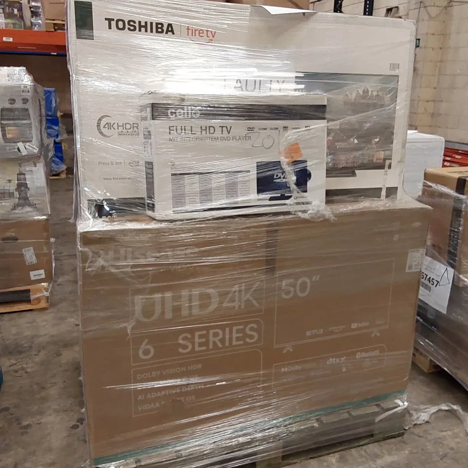 PALLET OF APPROXIMATELY 14 UNPROCESSED RAW RETURN TELEVISIONS TO INCLUDE;