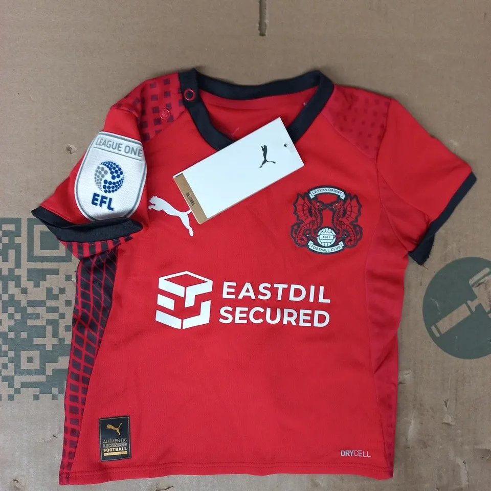 PUMA KID'S PERSONALISED LAYTON ORIENT HOME JERSEY SIZE 12-18 MONTHS