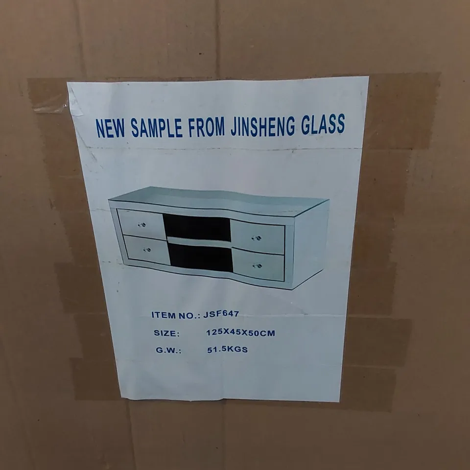 BOXED DESIGNER MIRRORED TV UNIT (1 BOX)