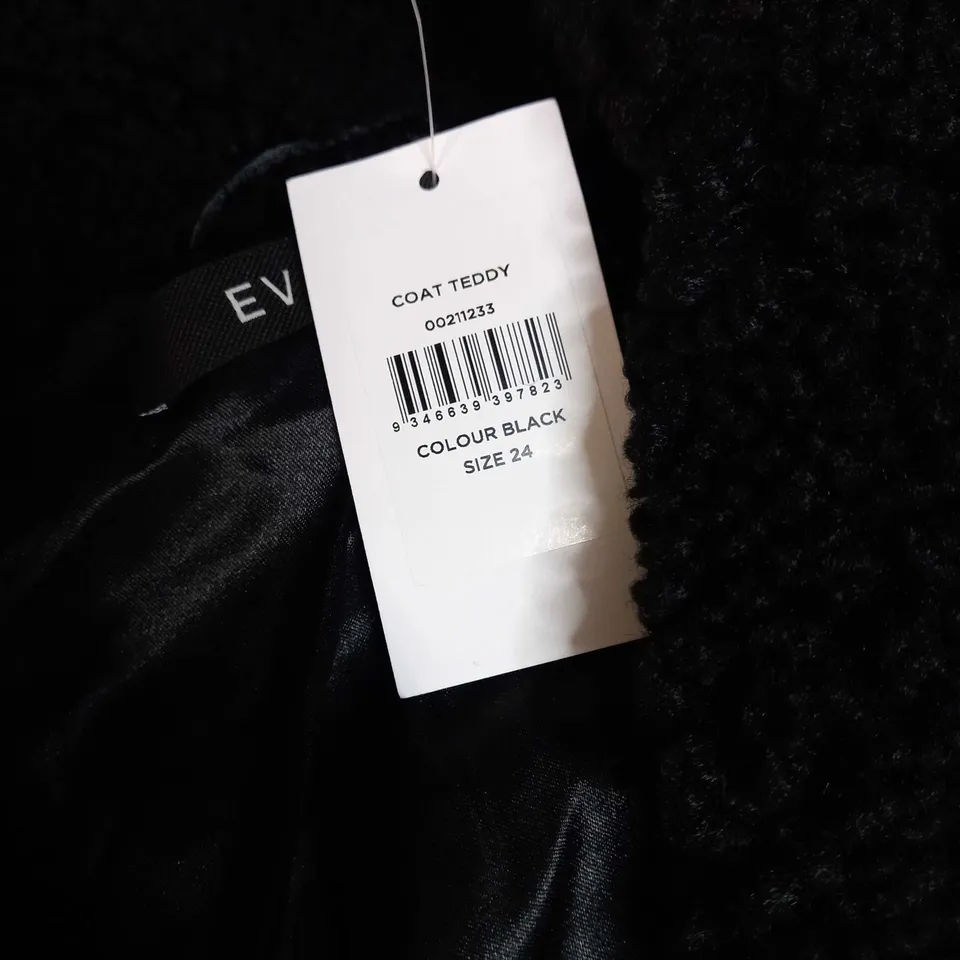 EVANS BLACK TEDDY COAT - SIZE 24